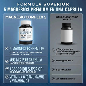 Oby 5 Magnesio Complex 180 capsulas 760mg oby.mx