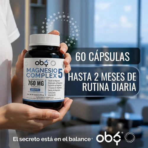 Magnesio Complex 5 OBY | 5 Tipos de Magnesios Premium | Alta Biodisponibilidad | 60 Cápsulas oby.mx
