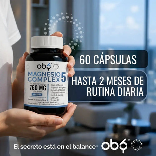 Magnesio Complex 5 OBY | 5 Tipos de Magnesios Premium | Alta Biodisponibilidad | 60 Cápsulas oby.mx