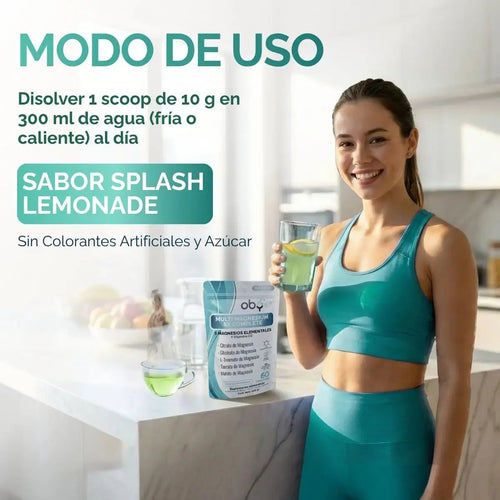 Magnesio Complex 5 Polvo | 5 Magnesios + Vitamina D3 |Sabor Lemonade | 600g oby.mx