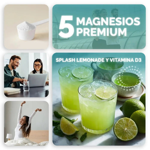 Magnesio Complex 5 Polvo | 5 Magnesios + Vitamina D3 |Sabor Lemonade | 600g oby.mx