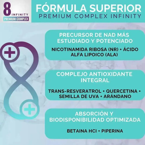 OBY NAD+ Infinity | Potenciado 8 Ingredientes: Nicotinamida Ribosa, Resveratrol | 100% Vegano | 30 Caps ̶$̶̶8̶9̶9̶ oby.mx