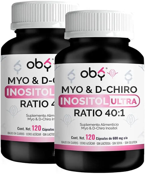 Oby | Myo y D-Chiro Inositol Ratio 40:1 | 120 cápsulas | 2 Pack oby.mx
