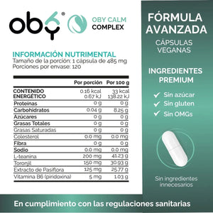 L-Teanina con Pasiflora, Toronjil y Vitamina B6 | Oby Calm Complex | 120 Capsulas oby.mx