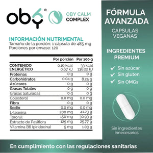 L-Teanina con Pasiflora, Toronjil y Vitamina B6 | Oby Calm Complex | 120 Capsulas oby.mx