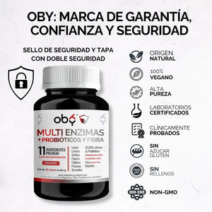 OBY Multi Enzimas Digestivas, Probióticos, Glutation, Fibra Psyllium Husk $̶5̶9̶9̶.̶0̶0̶ oby.mx
