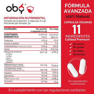 OBY Multi Enzimas Digestivas, Probióticos, Glutation, Fibra Psyllium Husk $̶5̶9̶9̶.̶0̶0̶ oby.mx