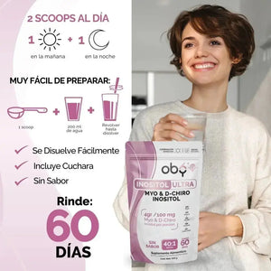 Oby Inositol Puro Ultra - Myo y D-Chiro Inositol 40:1 oby.mx