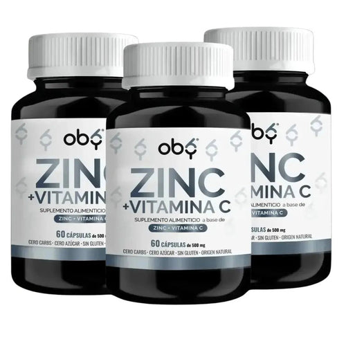 Pack de 3 frascos: OBY Zinc Puro + Vitamina C | 60 cápsulas Fast Bundle