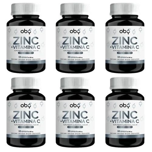 Pack de 6 frascos: OBY Zinc Puro + Vitamina C | 60 cápsulas Fast Bundle