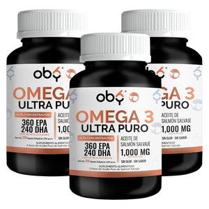 Pack de 3 frascos: OBY Omega 3: Aceite Puro de Salmón Salvaje Fast Bundle