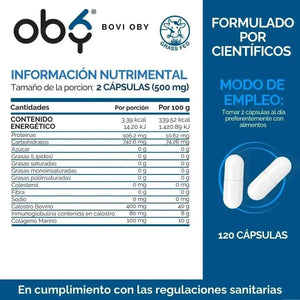 OBY Calostro Bovino | Suplemento Alimenticio con Colágeno Marino | 120 Cápsulas $̶8̶7̶9̶.̶0̶0̶ oby.mx
