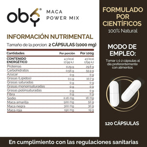 OBY Maca Negra, Maca Roja y Maca Amarilla | 120 Cápsulas $̶4̶9̶9̶.̶0̶0̶ oby.mx