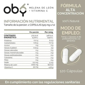 OBY Melena de Leon con Vitamina C | 120 Cápsulas $̶4̶9̶9̶.̶0̶0̶ oby.mx