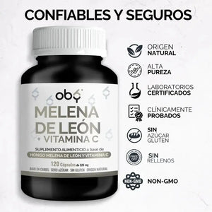 OBY Melena de Leon con Vitamina C | 120 Cápsulas $̶4̶9̶9̶.̶0̶0̶ oby.mx