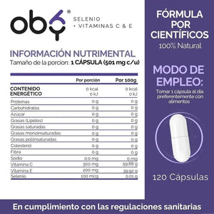 OBY Selenio enriquecido con Vitamina C y Vitamina E | 120 Capsulas $̶4̶3̶9̶.̶0̶0̶ oby.mx