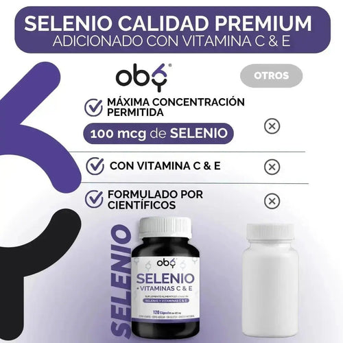 OBY Selenio enriquecido con Vitamina C y Vitamina E | 120 Capsulas $̶4̶3̶9̶.̶0̶0̶ oby.mx