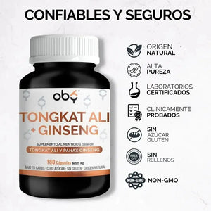 OBY Tongkat Ali + Ginseng | 180 Cápsulas $̶5̶9̶9̶.̶0̶0̶ oby.mx