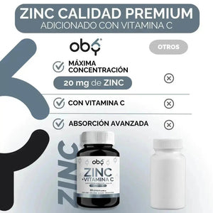 OBY Zinc Puro + Vitamina C | 120 cápsulas oby.mx