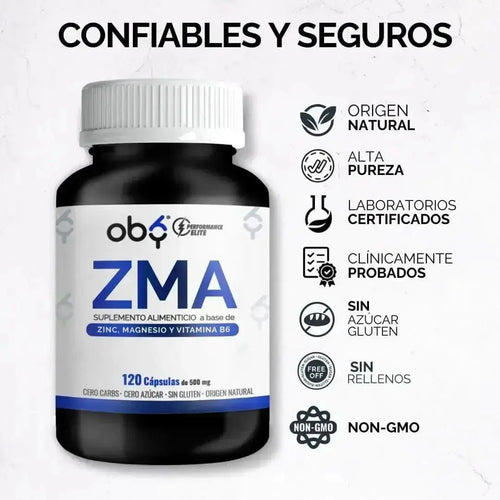 OBY ZMA Zinc, Citrato de Magnesio y Vitamina B6 | 120 Cápsulas $̶4̶9̶9̶.̶0̶0̶ oby.mx