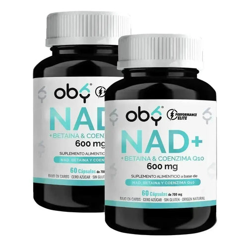 Pack de 120 Cápsulas: OBY NAD+ | NAD con Betaina y Coenzima Q10 (CoQ10) | NR Nicotinamida Ribosa oby.mx