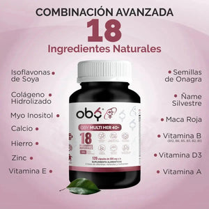 Multivitamínico con 18 ingredientes naturales ideales para mujeres de 40 y más...