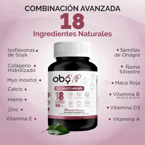 Multivitamínico con 18 ingredientes naturales ideales para mujeres de 40 y más...