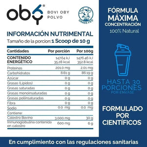 OBY Calostro Bovino Premium Grass-Fed en Polvo | 3000 mg de Calostro y 600mg inmunoglobulinas $̶1̶,̶1̶9̶9̶.̶0̶0̶ oby.mx