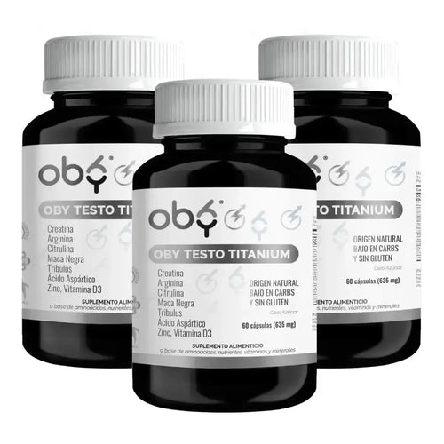 Pack de 3 frascos: OBY Mens Testo Titanium | Vitaminas Hombre, Aminoácidos y Minerales Fast Bundle