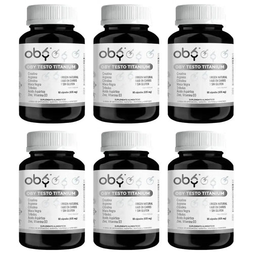 Pack de 6 frascos: OBY Mens Testo Titanium | Vitaminas Hombre, Aminoácidos y Minerales Fast Bundle