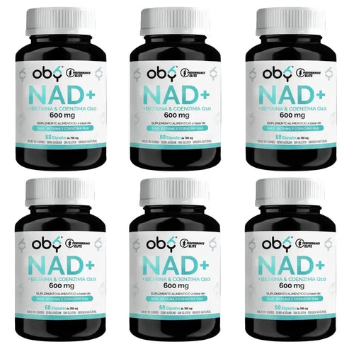 Pack de 6 Frascos: Oby NAD+ | NAD Potenciado con betaina y coenzima Q10 | NR Nicotinamida Ribosa | 30 cápsulas Fast Bundle