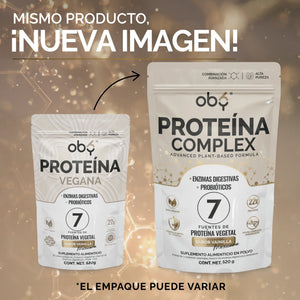 Proteina Complex Vainilla Mexicana | 7 Fuentes vegetales + Probioticos + Enzimas | Alta Absorción y Digestión Ligera Sin Lácteos | Polvo Vegana oby.mx
