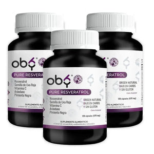 OBY Pure Resveratrol | Resveratrol más Semilla de Uva, Vitamina C, Arándano y Pimienta Negra | Cápsulas de 670 mg oby.mx