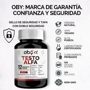 OBY Testo Alfa | Vitaminas hombre con 12 ingredientes oby.mx