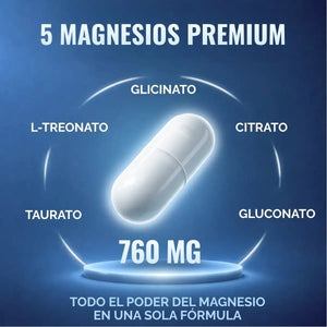 Magnesio Complex 5 | 5 tipos de magnesio premium | Alta Biodisponibilidad | 180 cápsulas oby.mx