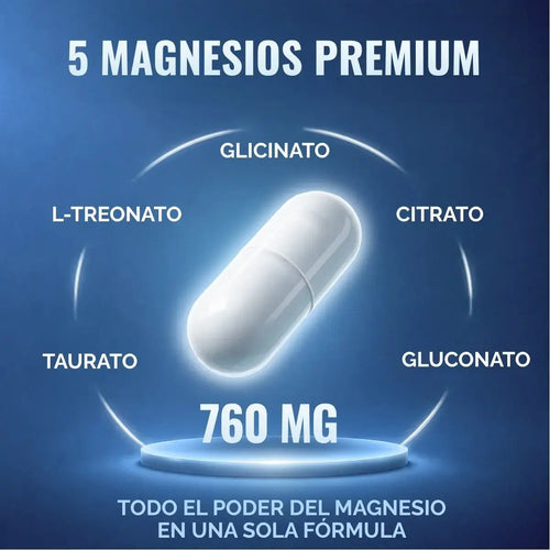 Magnesio Complex 5 | 5 tipos de magnesio premium | Alta Biodisponibilidad | 180 cápsulas oby.mx