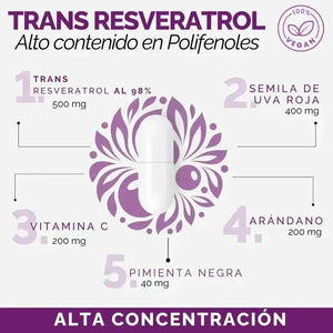 OBY Pure Resveratrol con Antioxidantes: Semilla de Uva, Vitamina C, Arándano y Pimienta Negra | 120 caps $̶5̶4̶9̶.̶0̶0̶ oby.mx