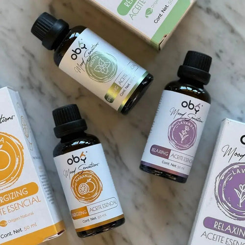 Kit Aceites Esenciales 3Pack: Lavanda, Menta, Naranja | OBY Mood Sensations | Tamaño Extra grande 50 ml cada uno oby.mx