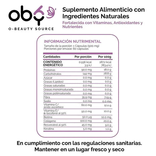 Pack Oby Beauty | Biotina, Keratina, Colageno, Resveratrol, Vitamina E y C oby.mx