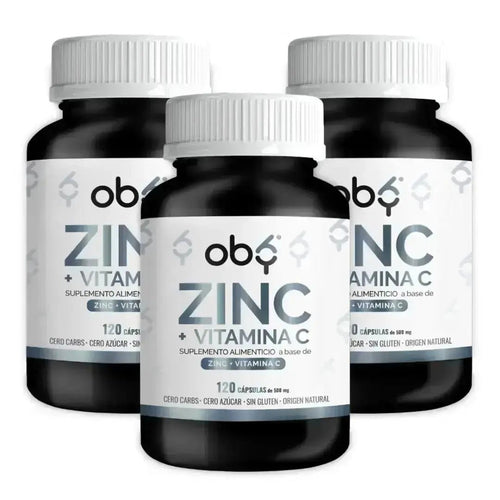 Pack de 3 frascos: OBY Zinc Puro + Vitamina C | 120 caps. Fast Bundle