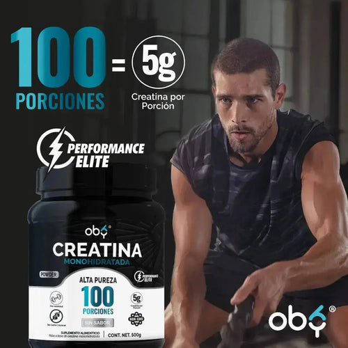 Creatina Monohidratada Micronizada de Alta Pureza. Polvo 500 g, 100 Servicios 5 gr | Sin Sabor | OBY Creatina Pre workout oby.mx