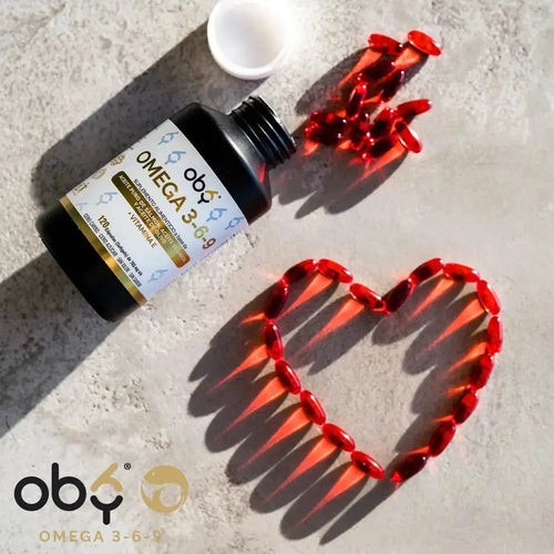 OMEGA 3 6 9 + Vitamina E | 3 aceites puros: Salmon, Linaza, Olivo | OBY Omega 3-6-9, 120 softgels SIN sabor, SIN olor oby.mx
