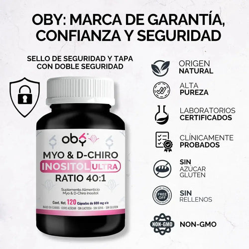 Oby | Myo y D-Chiro Inositol Ratio 40:1 | 120 cápsulas oby.mx