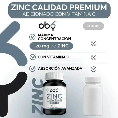 OBY Zinc Puro + Vitamina C | 120 cápsulas oby.mx