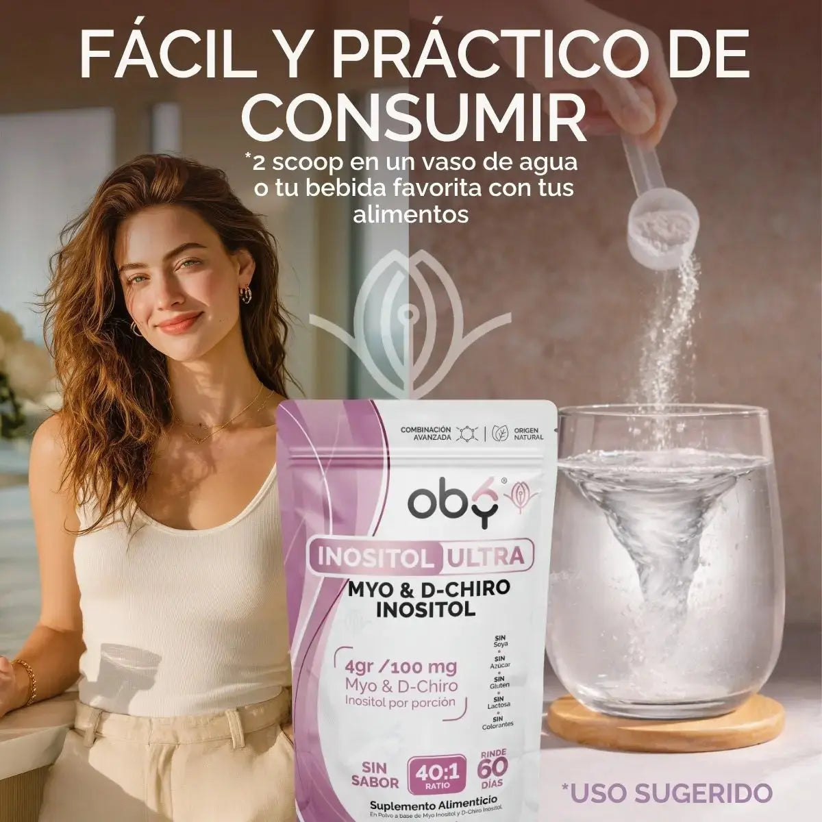 Myo y D-Chiro Inositol Ratio 40:1 Polvo 60 porciones oby.mx