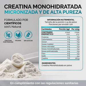 Creatina Monohidratada Micronizada Pura Polvo 500g oby.mx