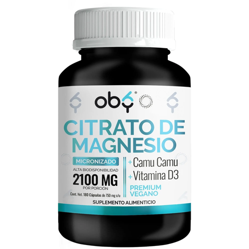 Citrato Magnesio Micronizado 2100mg + Camu Camu, Vitamina C Y D3 | Suplemento Alimenticio Oby Vitaminas Mujer Hombre | Magnesio Complex | 180 Capsulas oby.mx