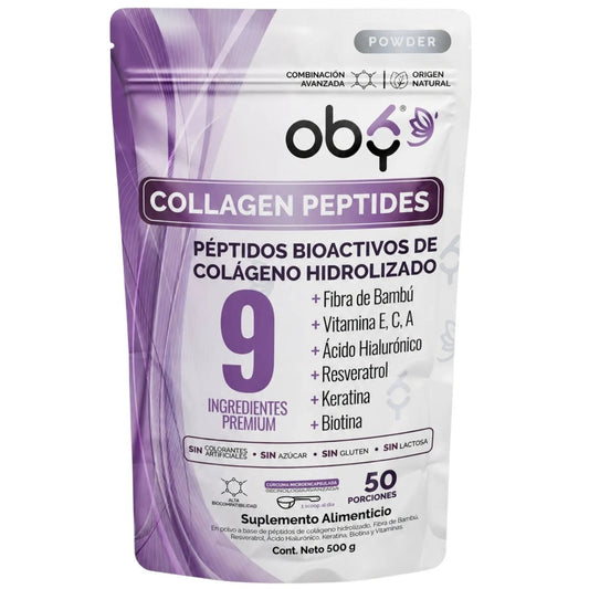 Colágeno Hidrolizado con Resveratrol, Biotina y Ácido Hialurónico 50 porciones oby.mx