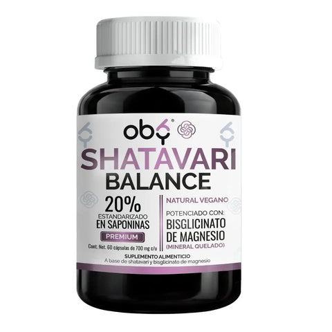 Shatavari 1400 mg con Magnesio Bisglicinato OBY | Extracto Estandarizado 20% Saponinas  | 60 Cápsulas oby.mx