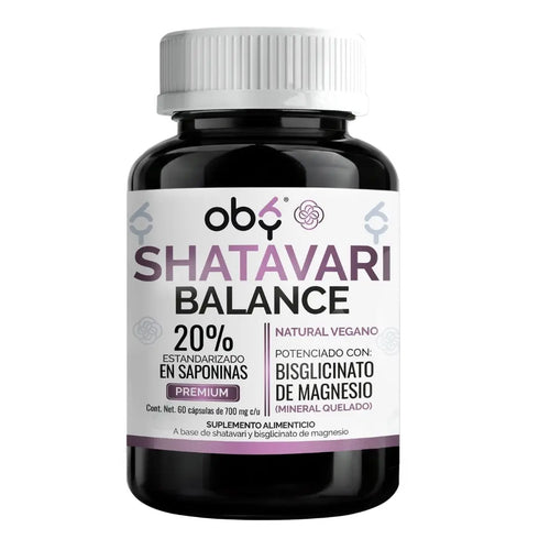 Shatavari 1400 mg con Magnesio Bisglicinato OBY | Extracto Estandarizado 20% Saponinas  | 60 Cápsulas oby.mx